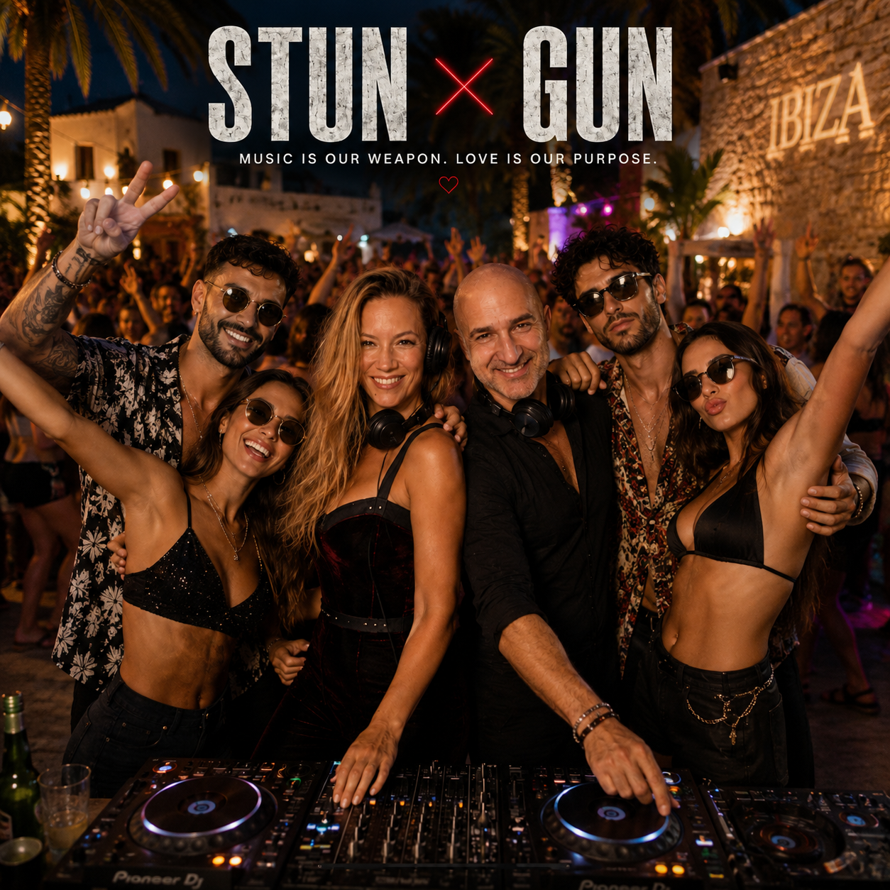 STUN × GUN at an Ibiza night party